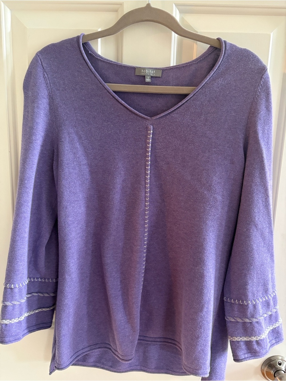 Habitat  lavender V-neck sweater with decorative stitching